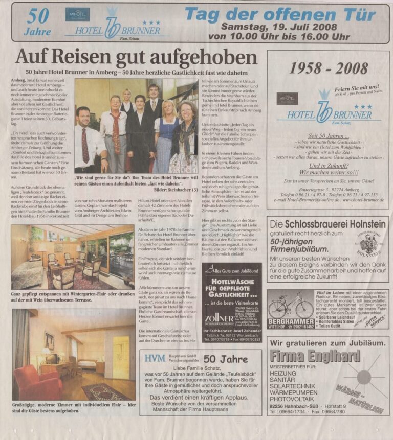 50 Years Hotel Brunner Amberger Zeitung
