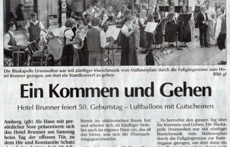 History of the Hotel Brunner 23 amberger-newspaper-50-years-hotel-brunner