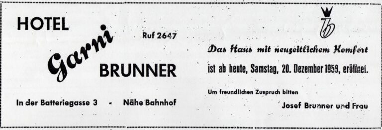 Advertisement - Hotel Brunner - Grand Opening