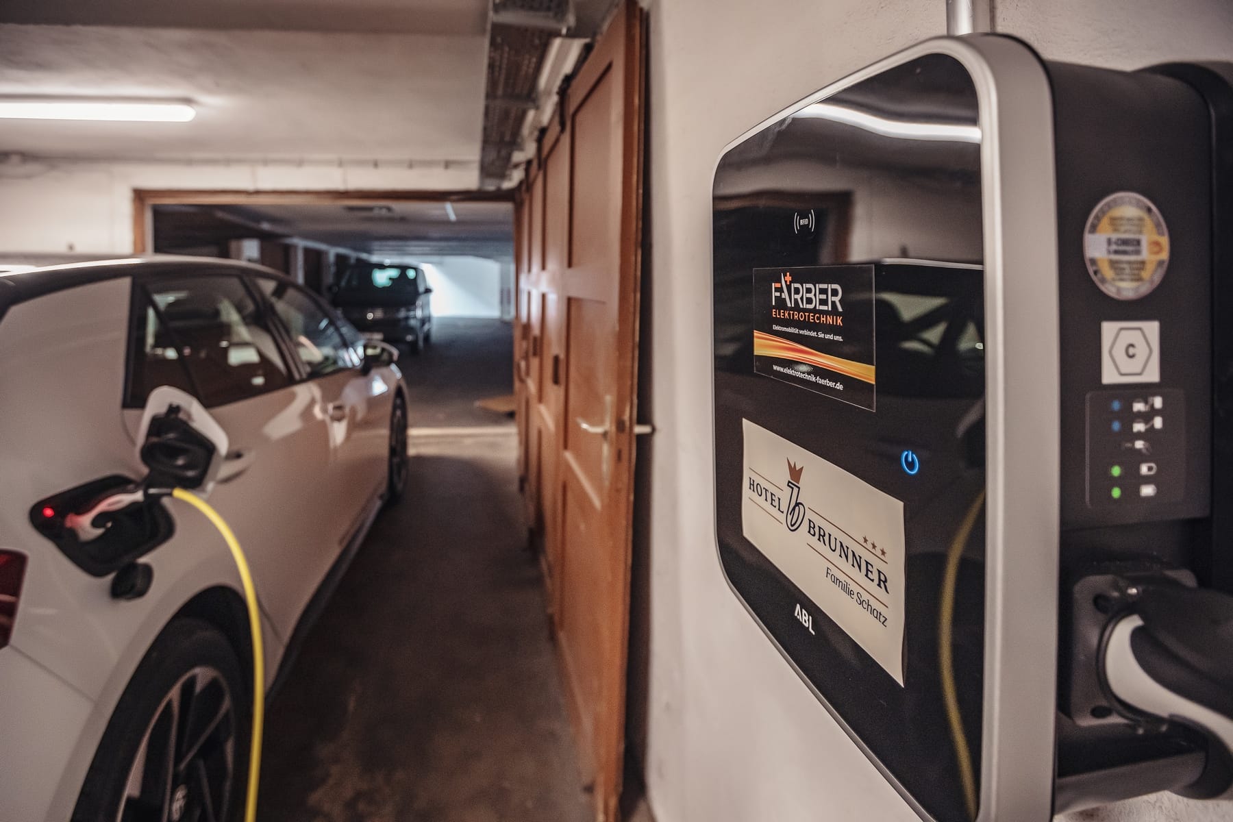 Charging an electric car at the charging station