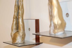 Gerd Kaiser gilded some of his leg statuettes. 