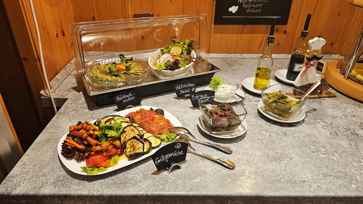 Salads on our breakfast buffet, stylishly served